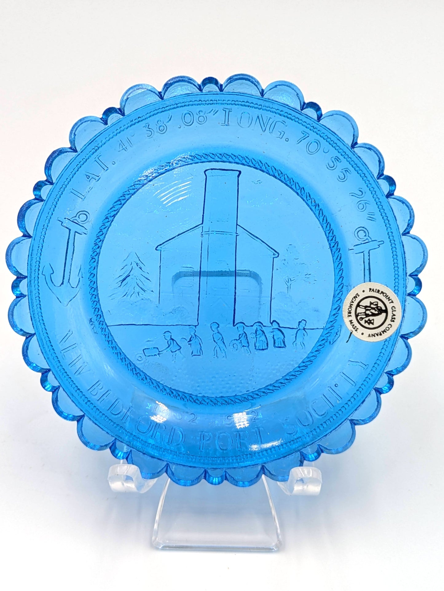 Hand Pressed Glass Cup Plate "New Bedford Port Society"