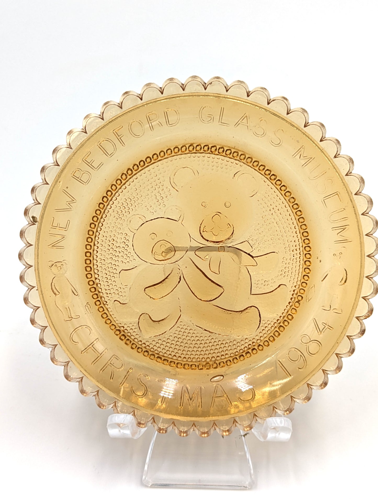 Hand Pressed Glass Cup Plate "New Bedford Glass Museum Christmas 1984"