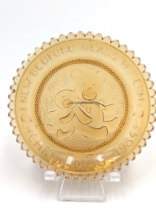 Hand Pressed Glass Cup Plate "New Bedford Glass Museum Christmas 1984"