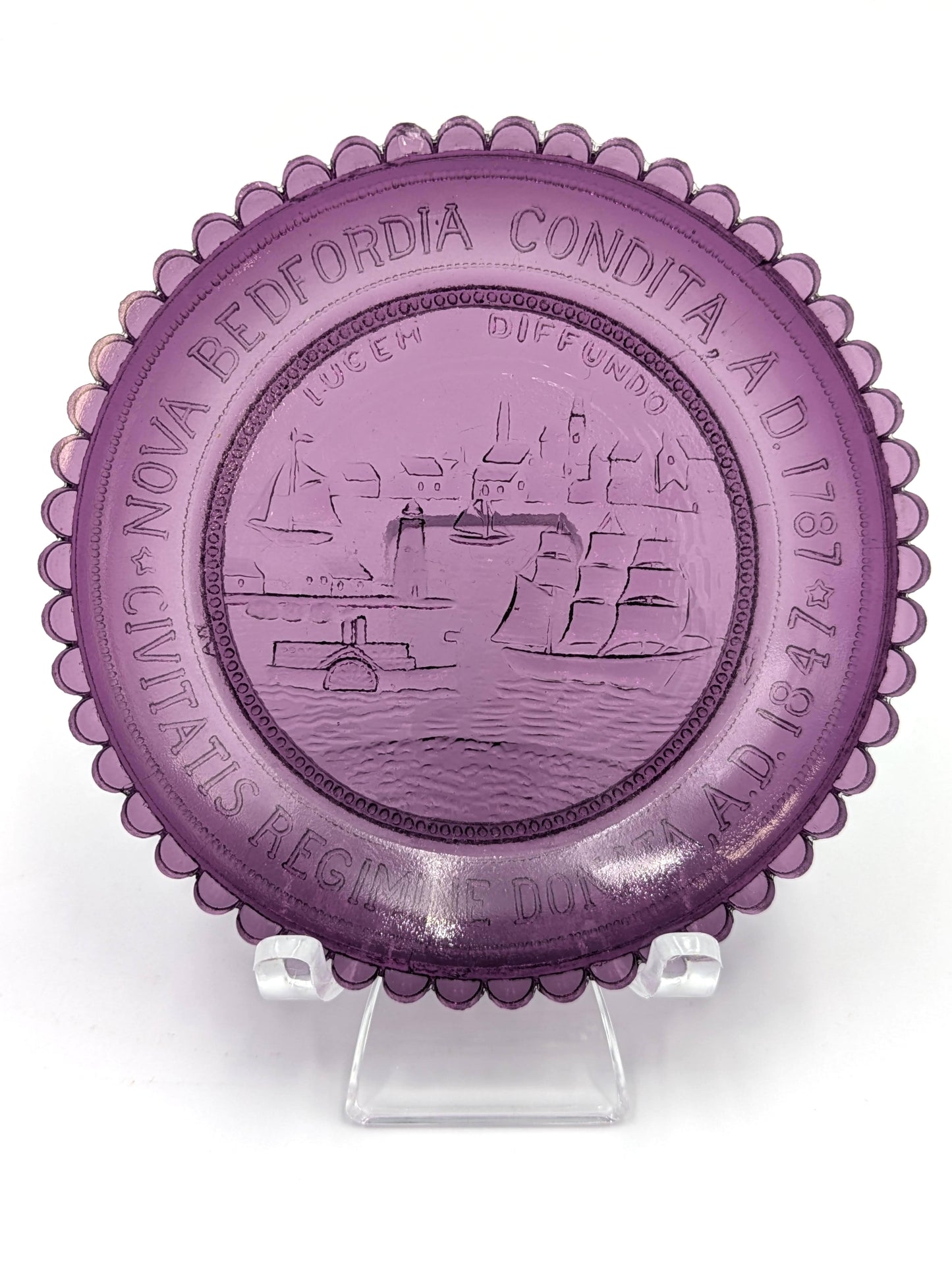 Hand Pressed Glass Cup Plate "Nova Bedfordia"