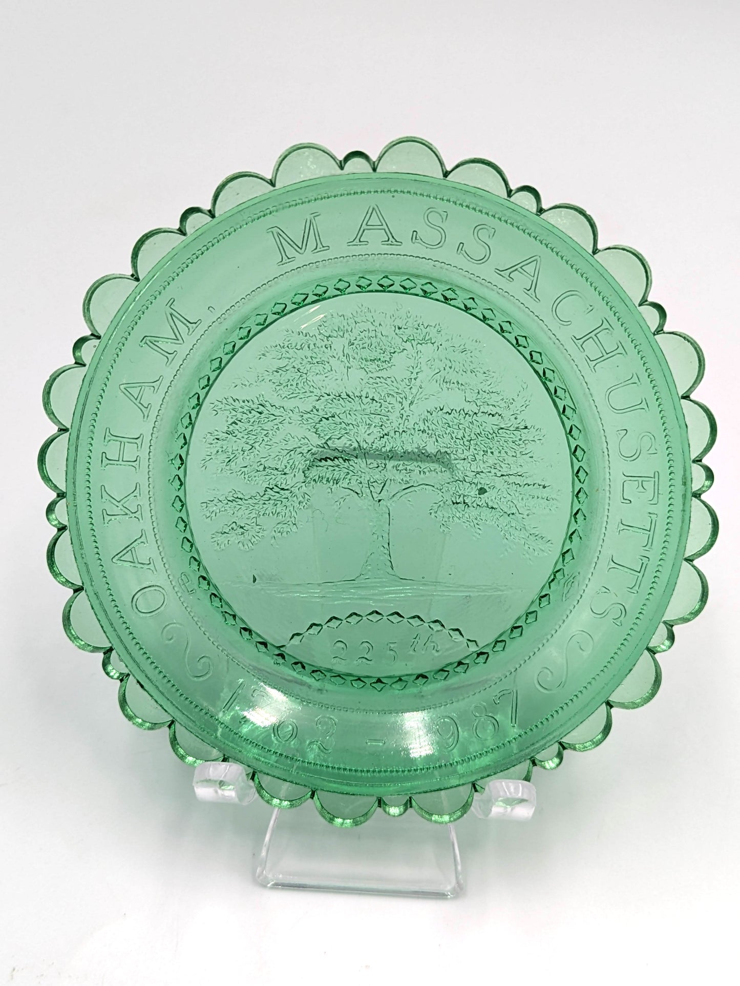 Hand Pressed Glass Cup Plate "Oakham MA"