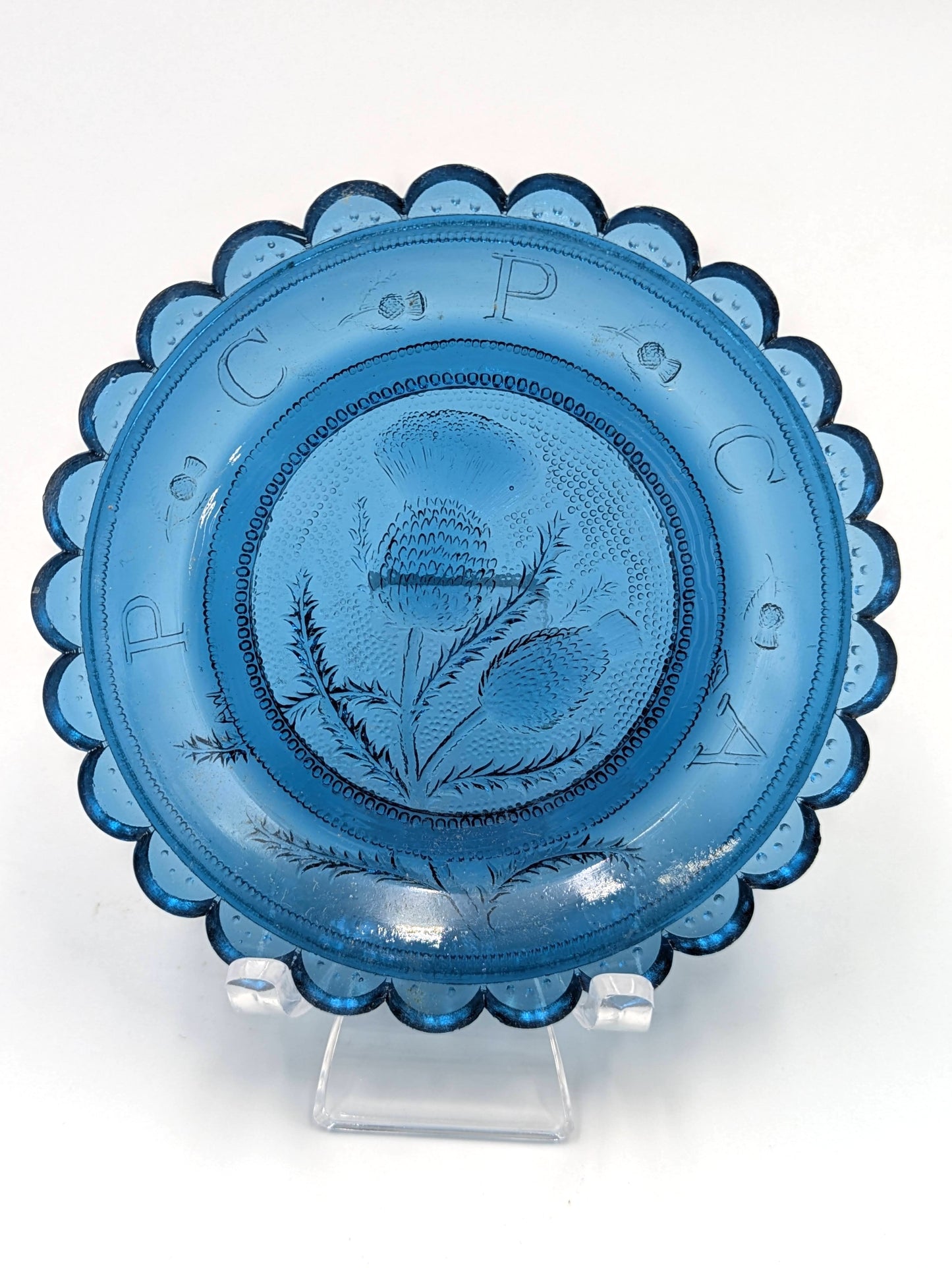 Hand Pressed Glass Cup Plate "P. C. P. C. A. 1991" (Thistle)