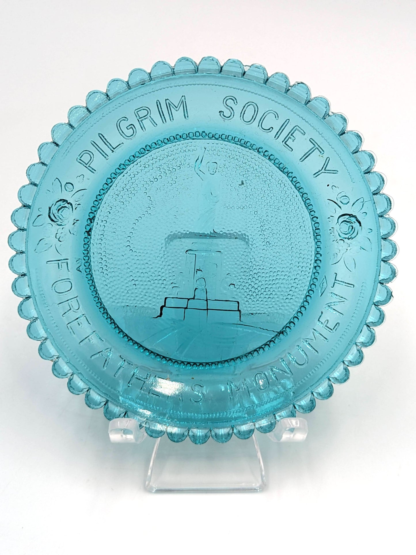 Hand Pressed Glass Cup Plate "Pilgrim Society Forefathers Monument"