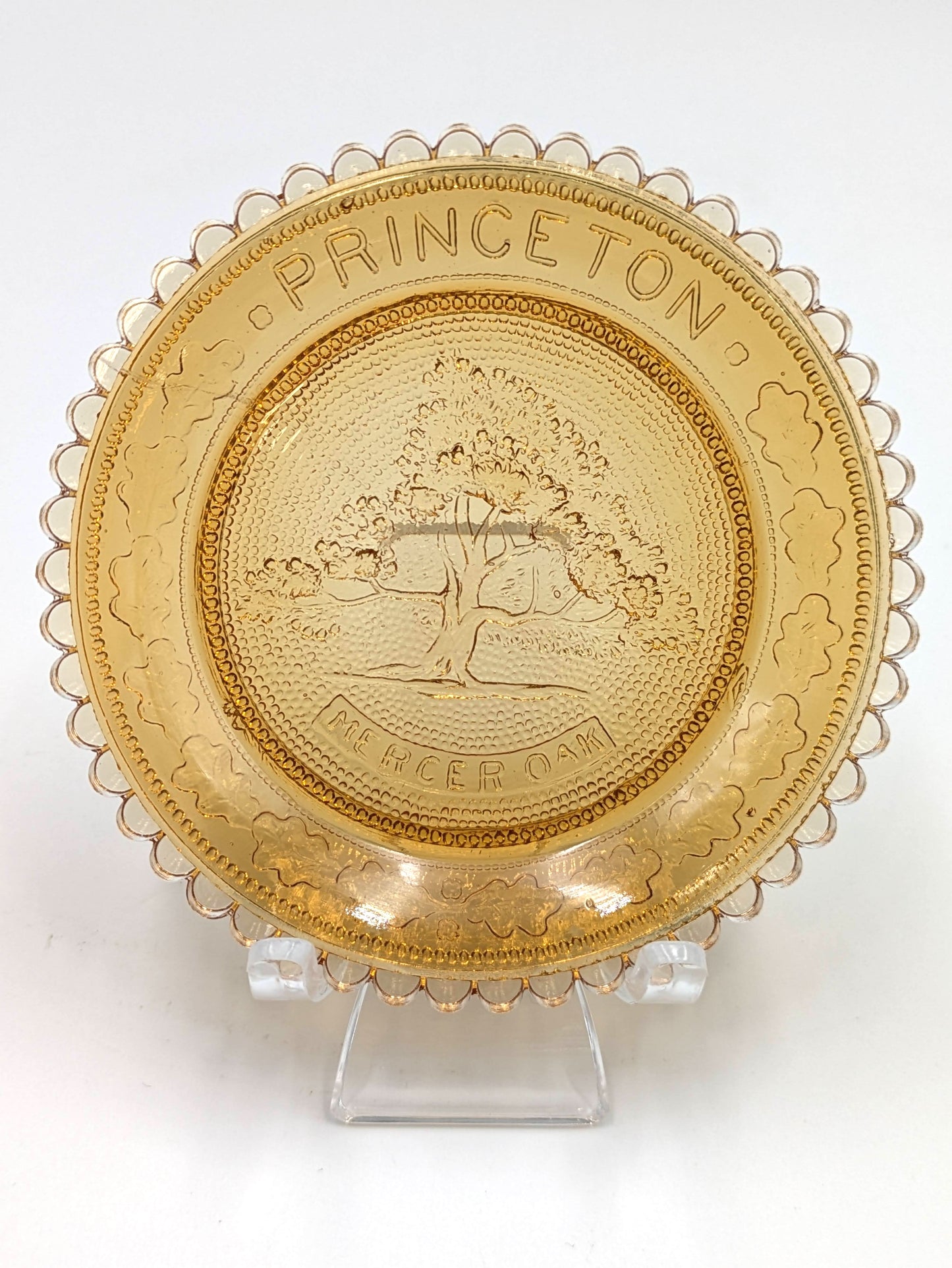 Hand Pressed Glass Cup Plate "Princeton Mercer Oak"