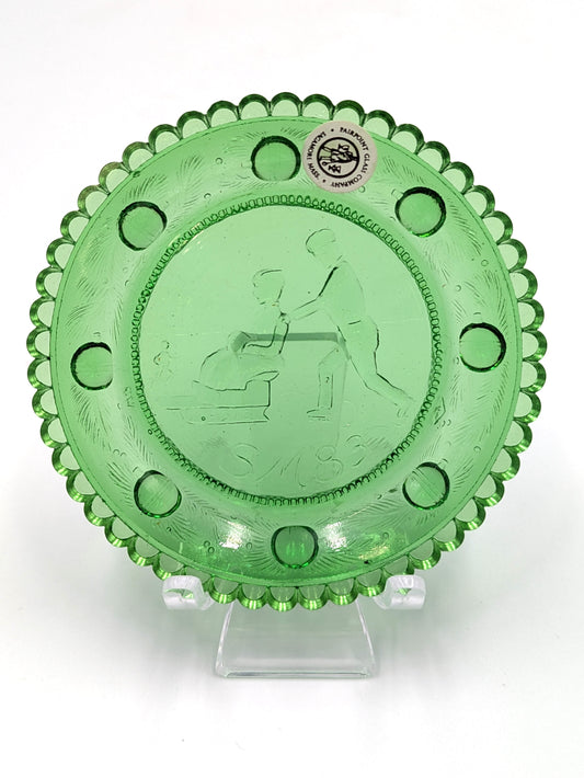 Hand Pressed Glass Cup Plate "The Sandwich Skaters"