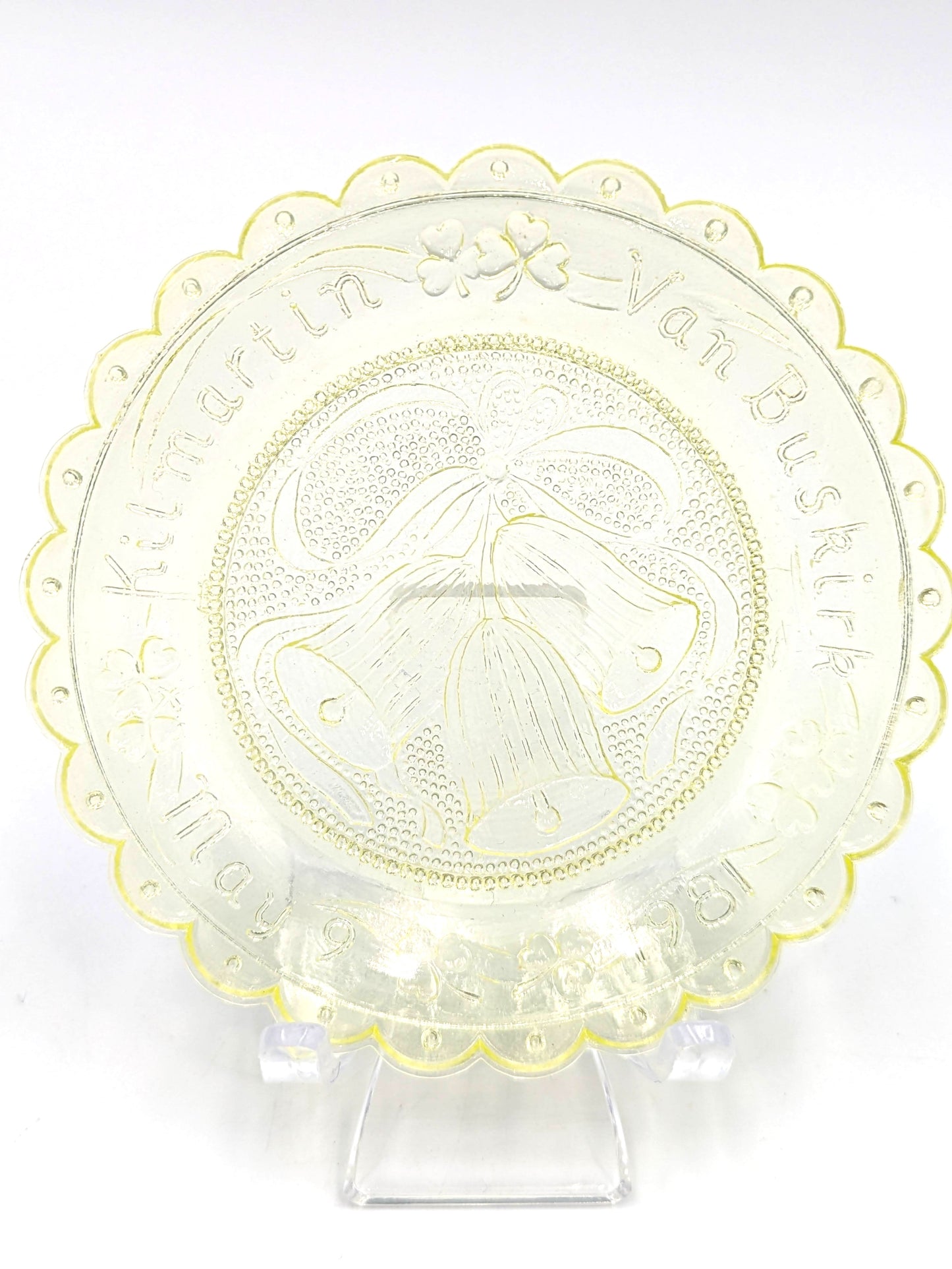 Hand Pressed Glass Cup Plate "Kilmartin - Van Buskirk" Wedding