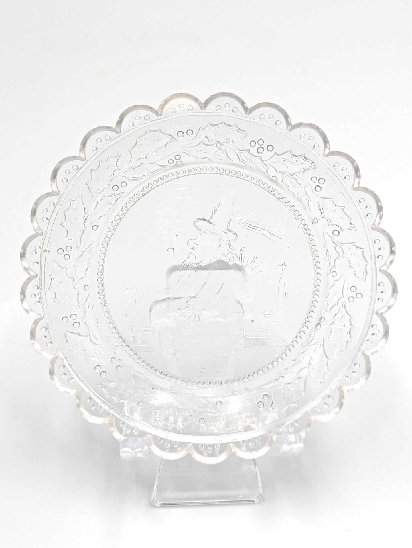 Hand Pressed Glass Cup Plate "The Sandwich Santa"