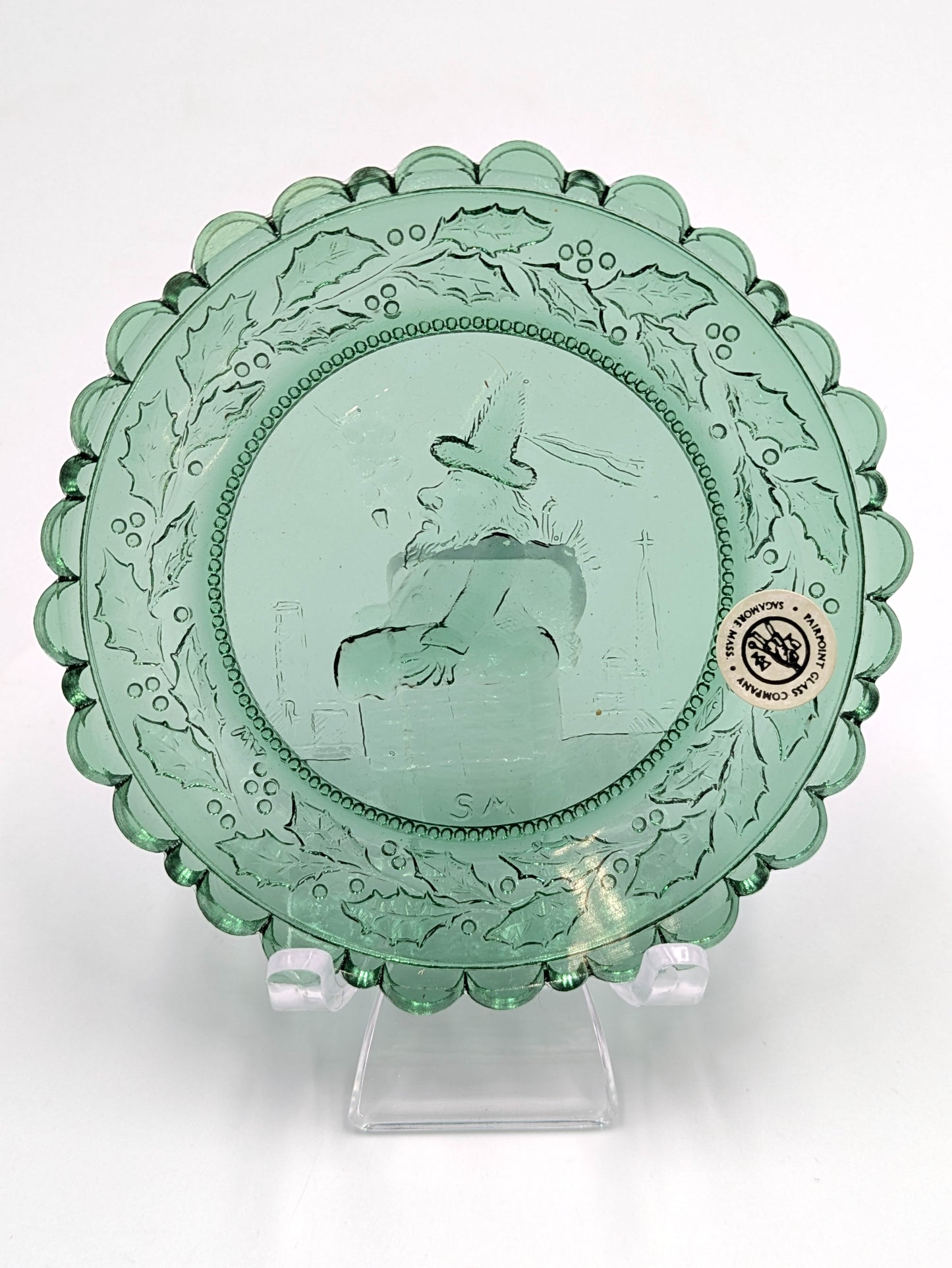 Hand Pressed Glass Cup Plate "The Sandwich Santa"