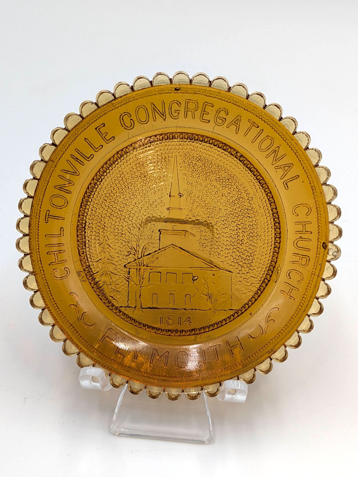 Hand Pressed Glass Cup Plate "Chiltonville Congregational Church"