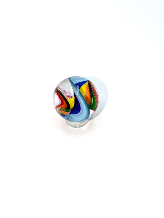 Handblown Glass Marble 1" Saturn by Fritz Glass