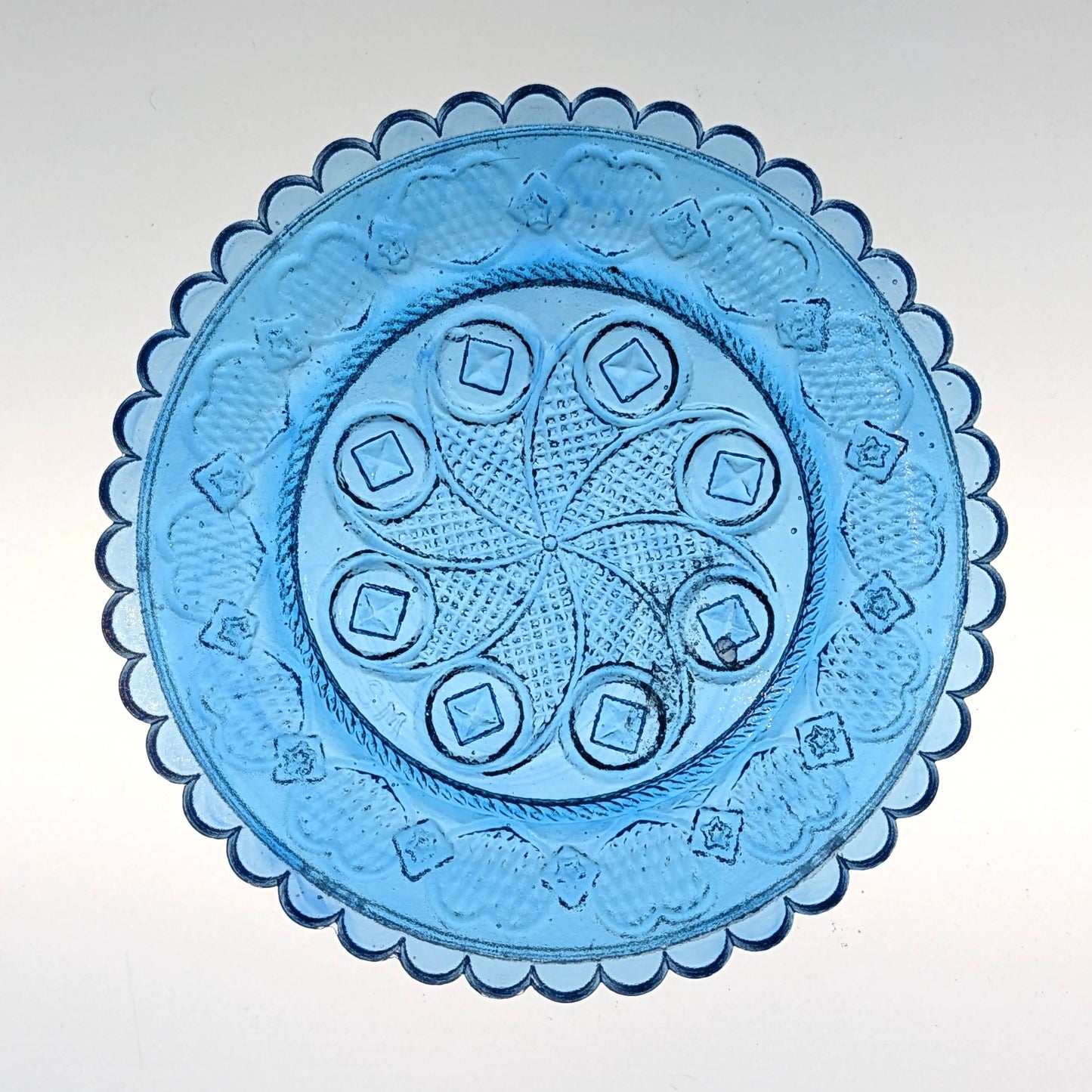 Handmade Pressed Glass Heart and Diamond Cup Plate by McDermott