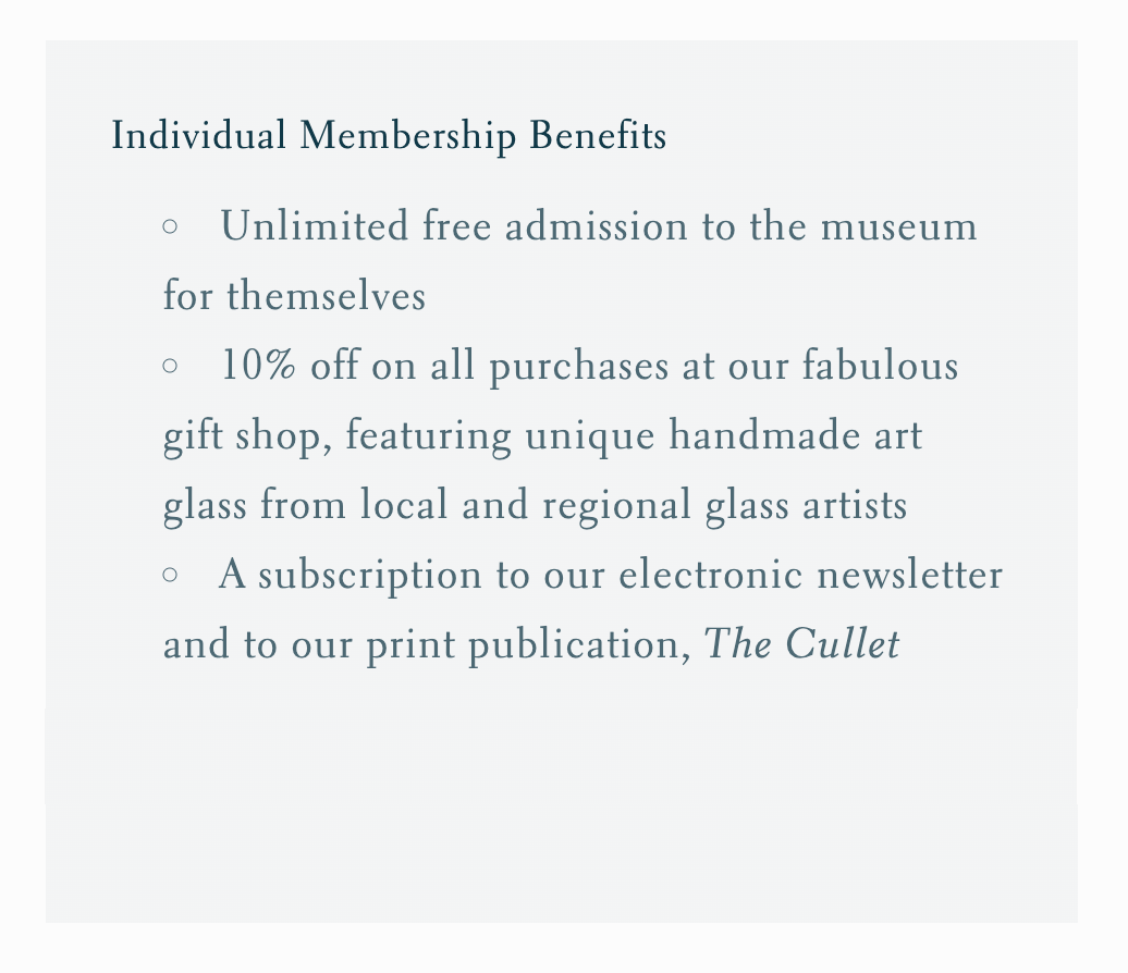 Membership & Cullet Magazine