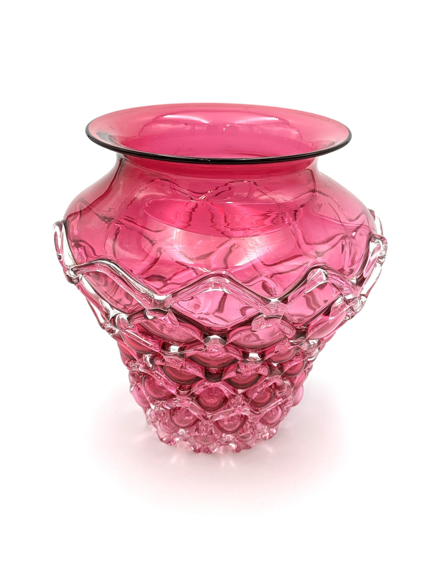 Handblown Glass Ruby Lace Vase by Michael Magyar