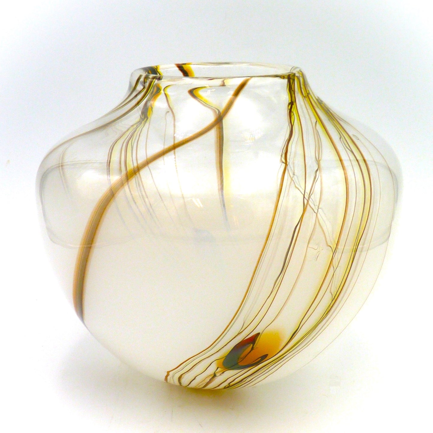 Handblown Glass White Round Lily Vase by McDermott