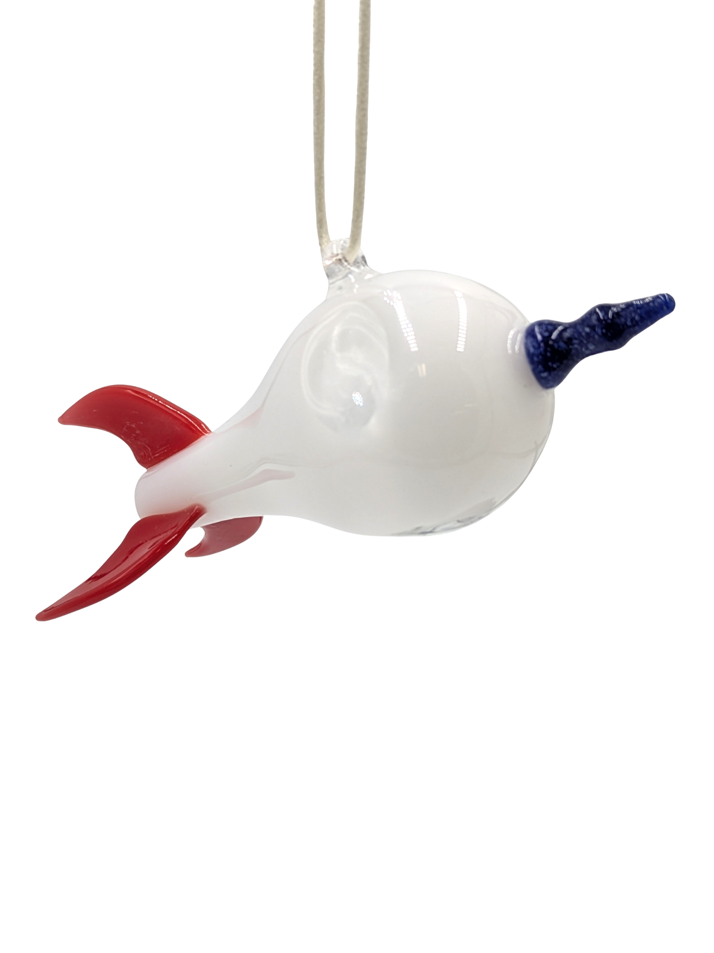 Handblown Glass Rocketship Ornament