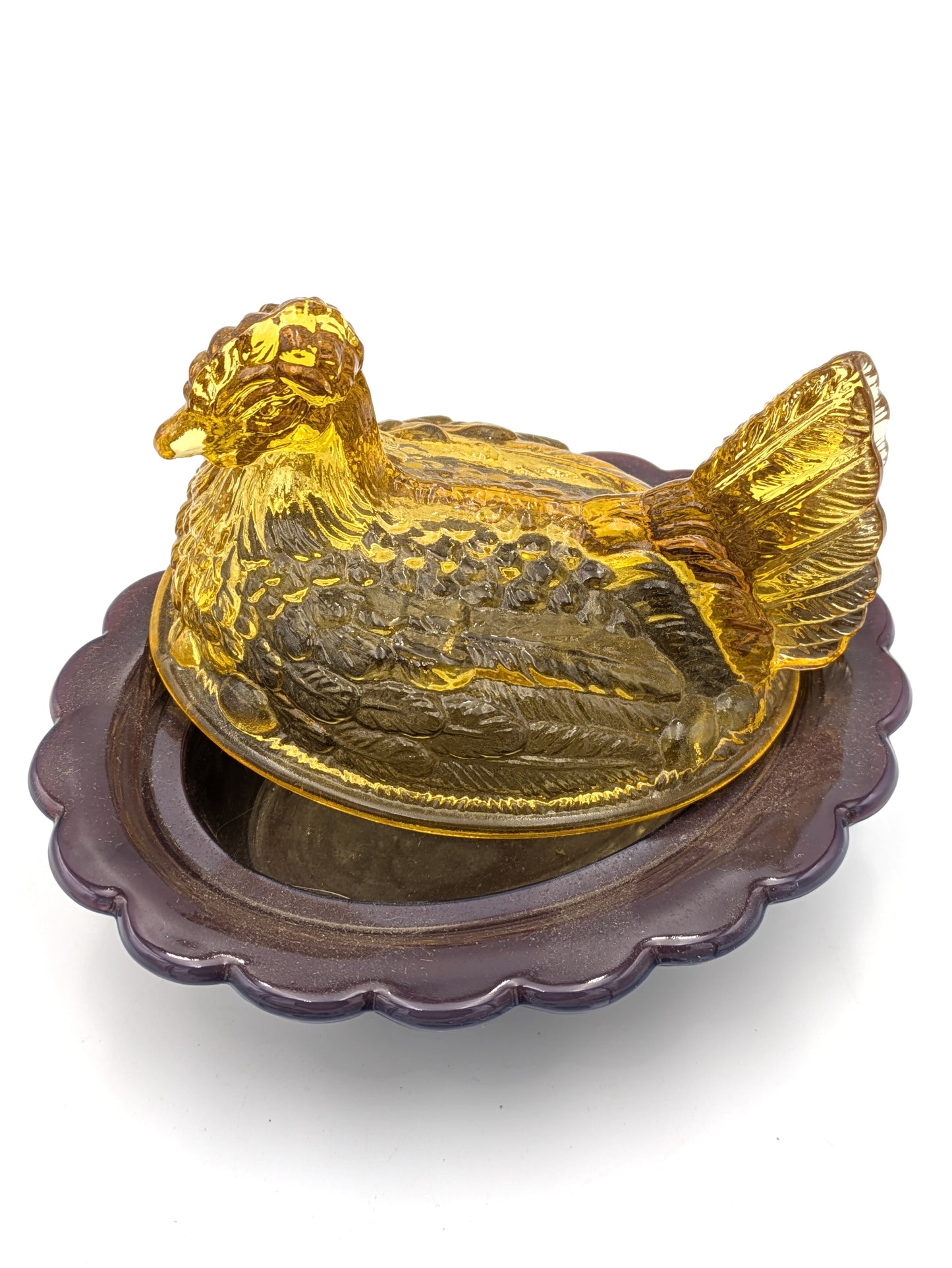 Handmade Reproduction Pressed Glass "Hen on Nest"