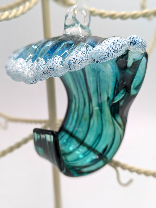 Handcrafted Glass Wave Ornament