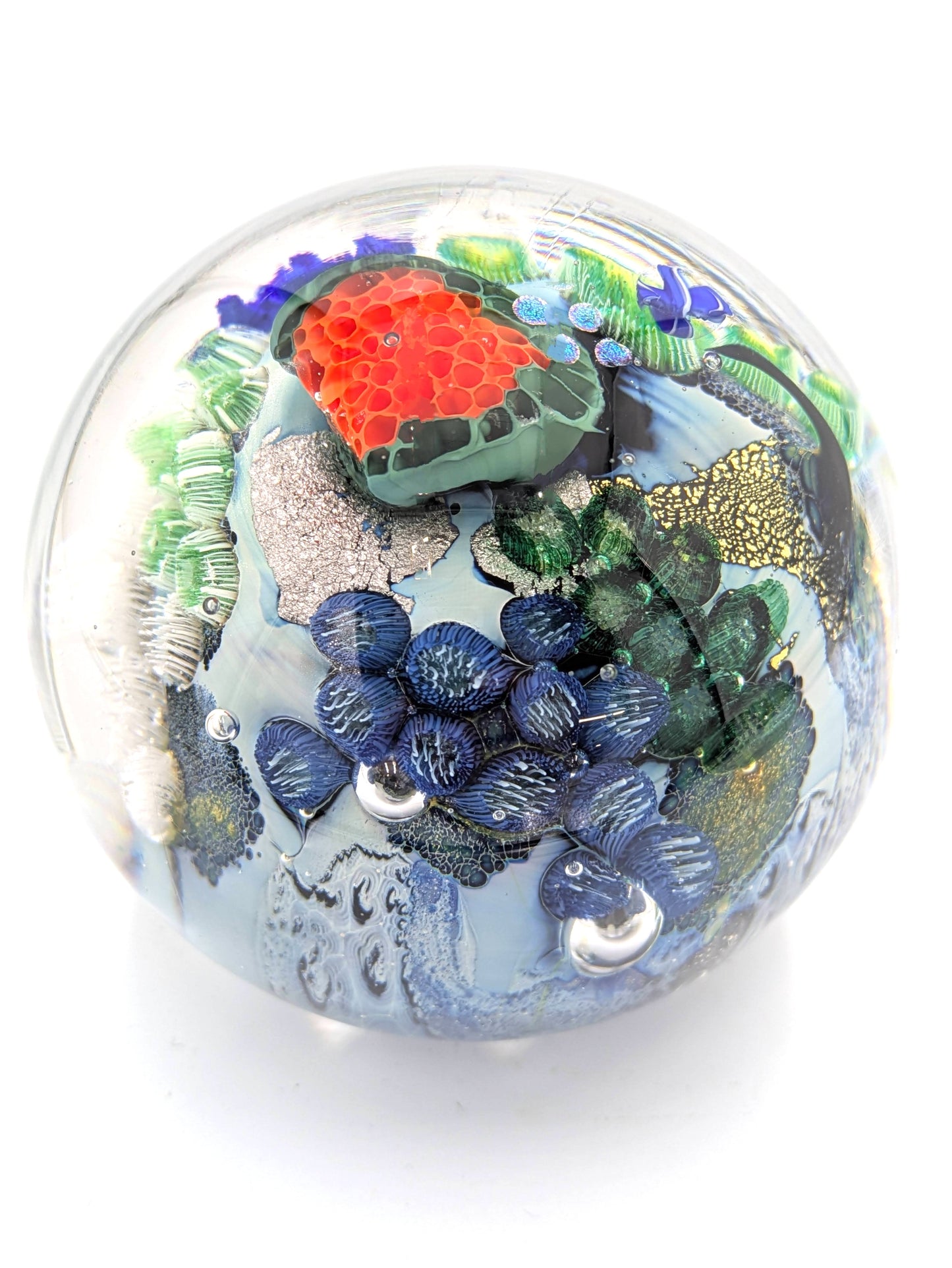 Handblown Glass Paperweight - Inhabited Megaplanet 3.5" #8.29.25