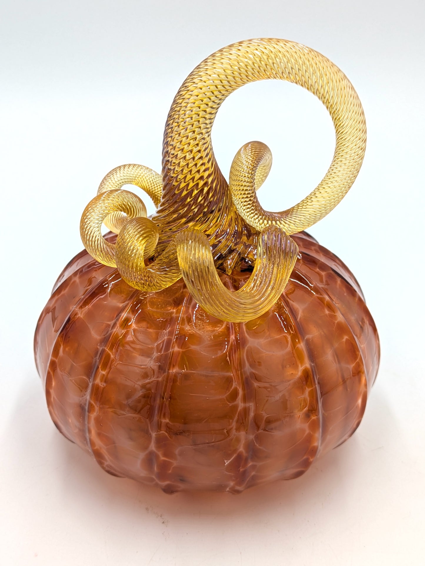 Handcrafted Glass Amber Spotted Pumpkin by Michelle Trammel