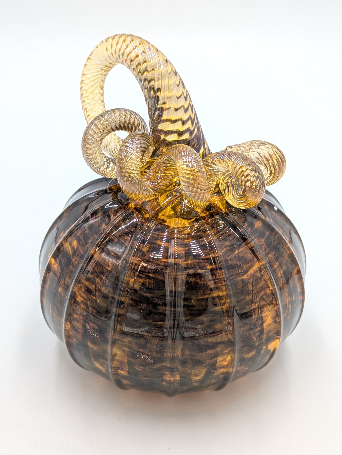 Handcrafted Glass Dark Amber Pumpkin by Michelle Trammel