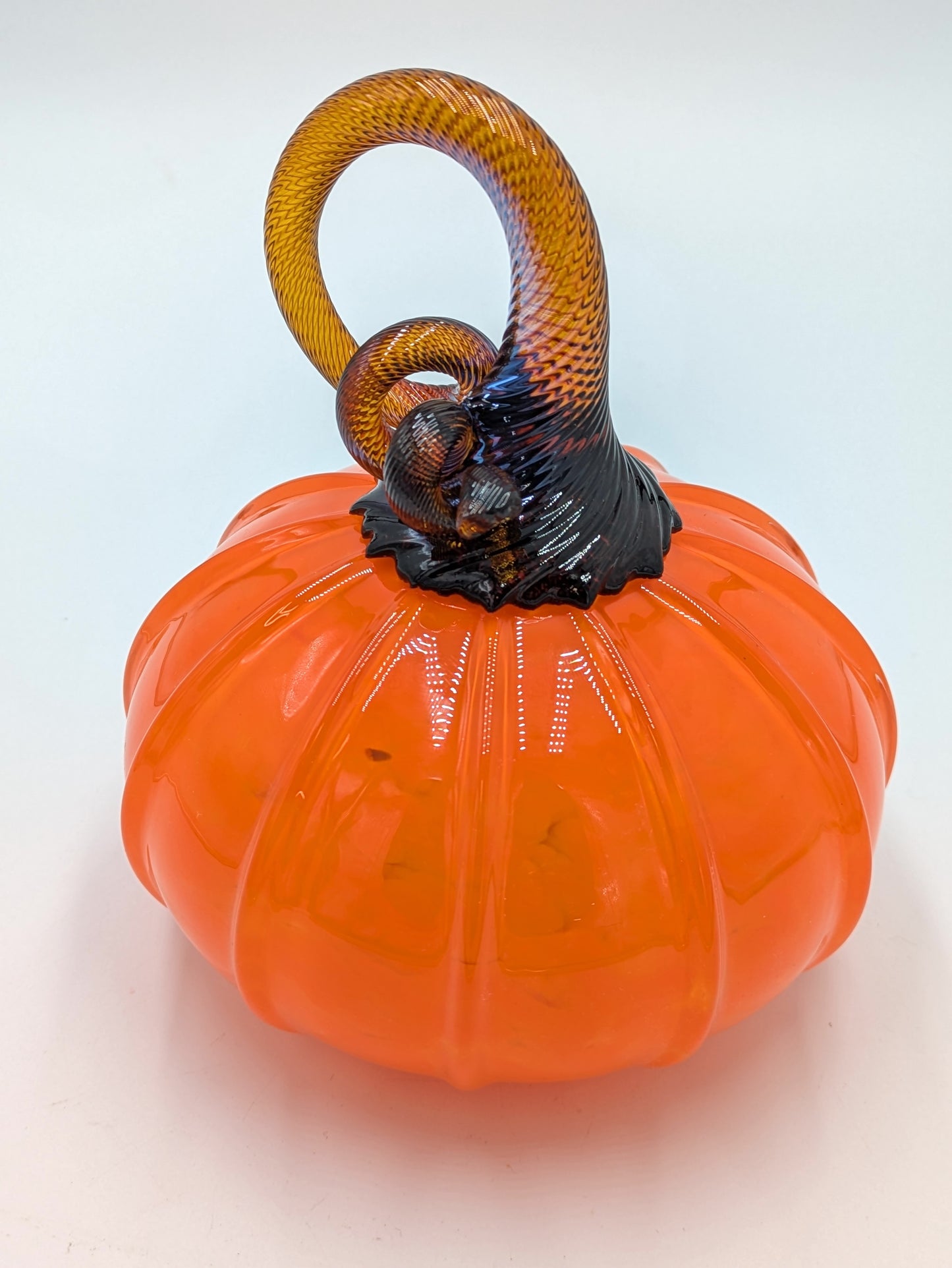 Handcrafted Glass Dark Orange Pumpkin by Michelle Trammel