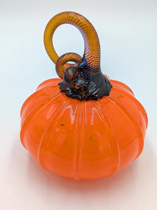 Handcrafted Glass Dark Orange Pumpkin by Michelle Trammel