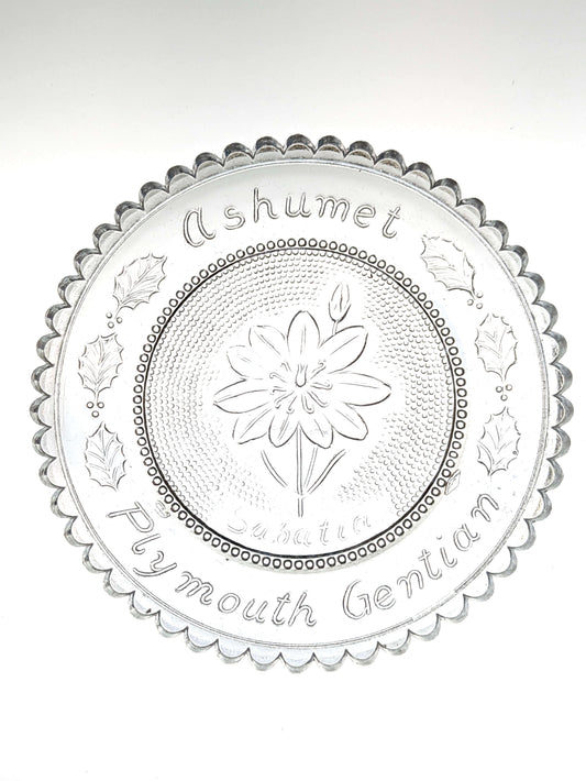 Set of 8 Hand Pressed Glass Cup Plates "Ashumet"