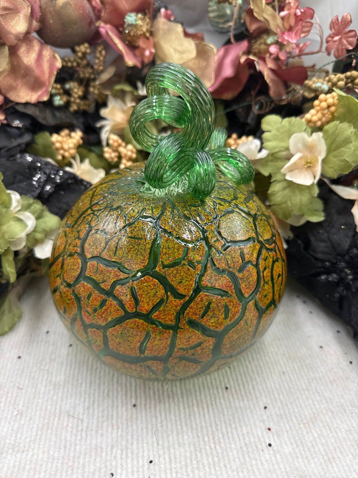 Belleau Orange and Green Crackle Pumpkin - XXXL