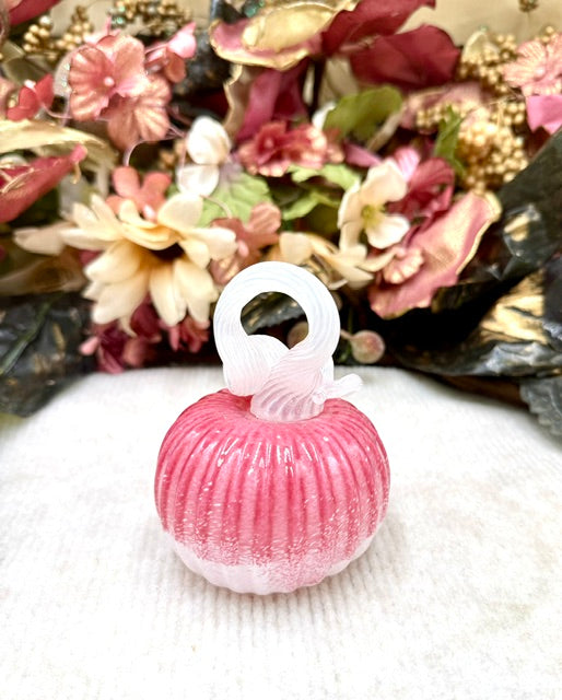 Cole Alexander Pink and White Frosted Pumpkin - Mini