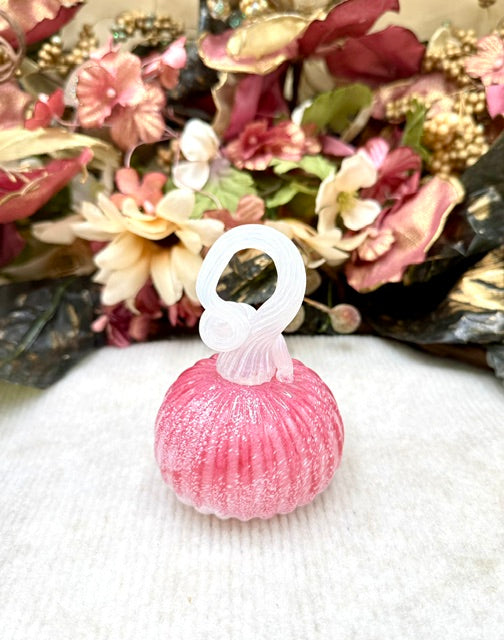 Cole Alexander Pink and White Frosted Pumpkin - Mini