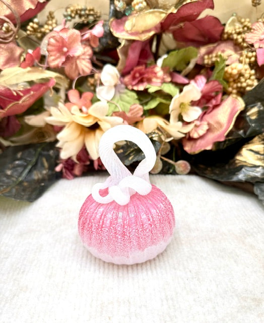 Cole Alexander Pink and White Frosted Pumpkin - Mini