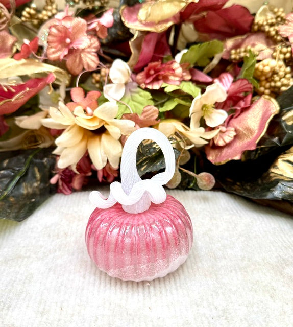 Cole Alexander Pink and White Frosted Pumpkin - Mini