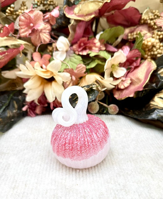 Cole Alexander Pink and White Frosted Pumpkin - Mini