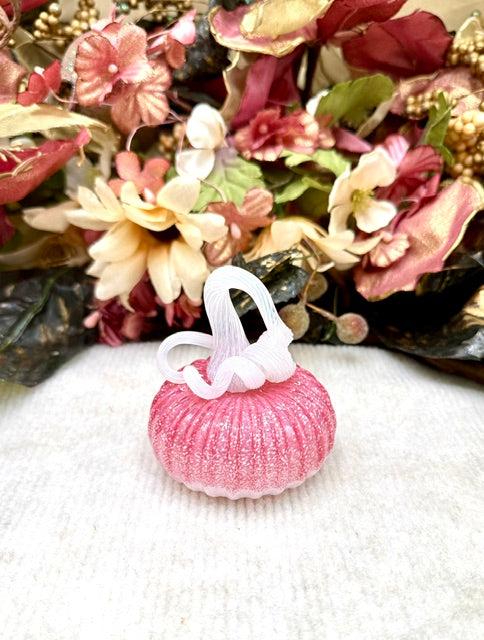 Cole Alexander Pink and White Frosted Pumpkin - Mini