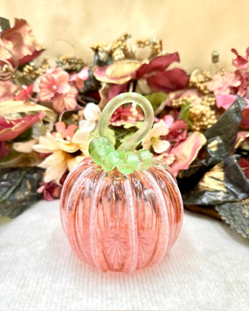 Kim Savoie Peachy Pink and White Frosted Pumpkin - Medium