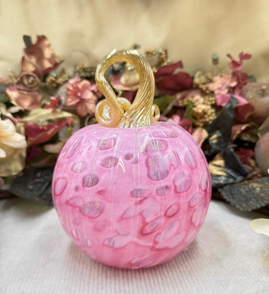 Yukimi Pink Spotted and Gold Pumpkin - Large