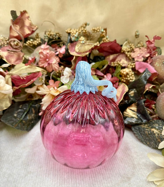 Hoogs and Crawford Dark Pink and White Pumpkin - Medium