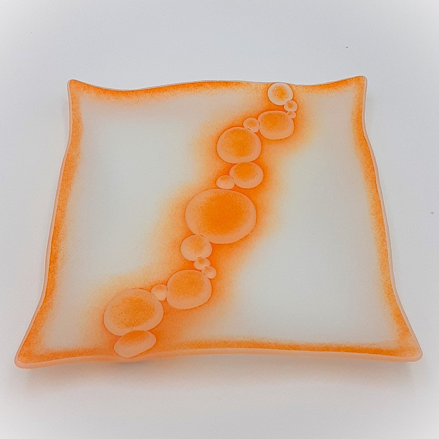 Large Square Ripple Dish Sea Bubble Orange