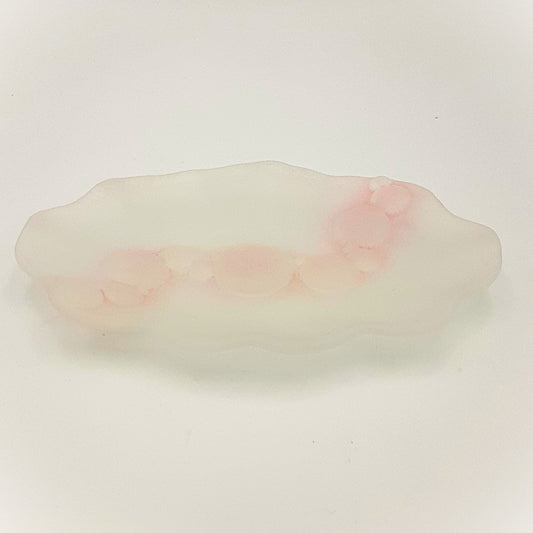 Scalloped Oval Dish Pink Sea Bubble