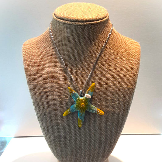 Blue/Yellow Starfish Necklace