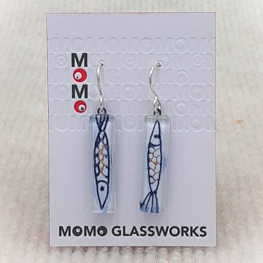 MOMO Pisces White/Blue Bar Earrings