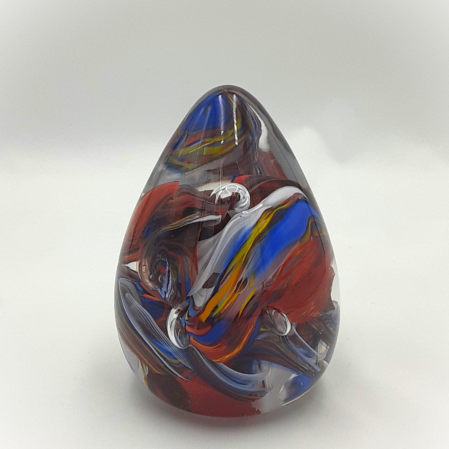 Blue, Red, Orange Swirl Pointed Paperweight #59