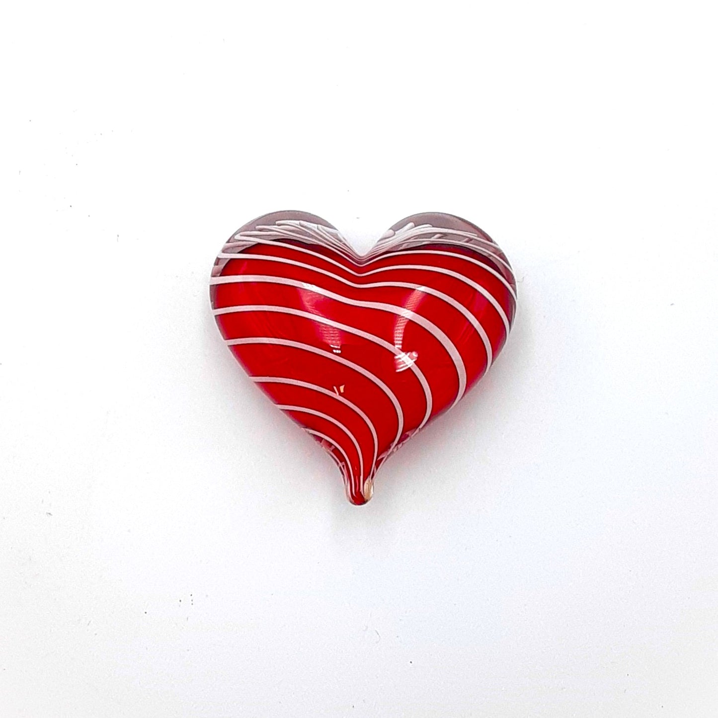 Handblown Glass Heart Shaped Paperweight by Fritz Glass