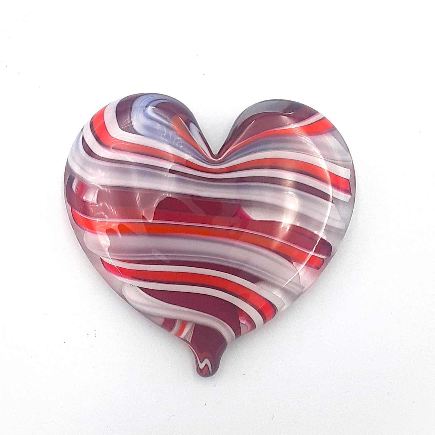 Handblown Glass Heart Shaped Paperweight by Fritz Glass