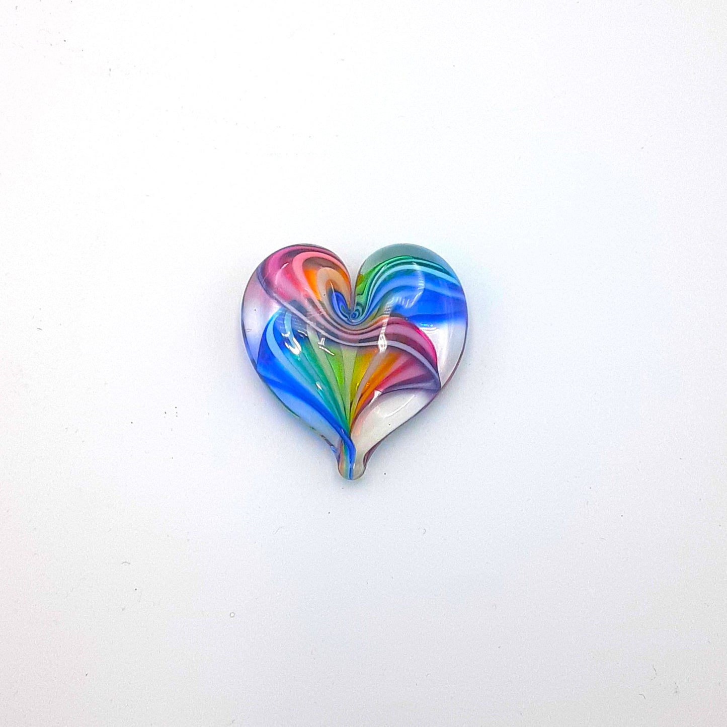 Handblown Glass Heart Shaped Paperweight by Fritz Glass