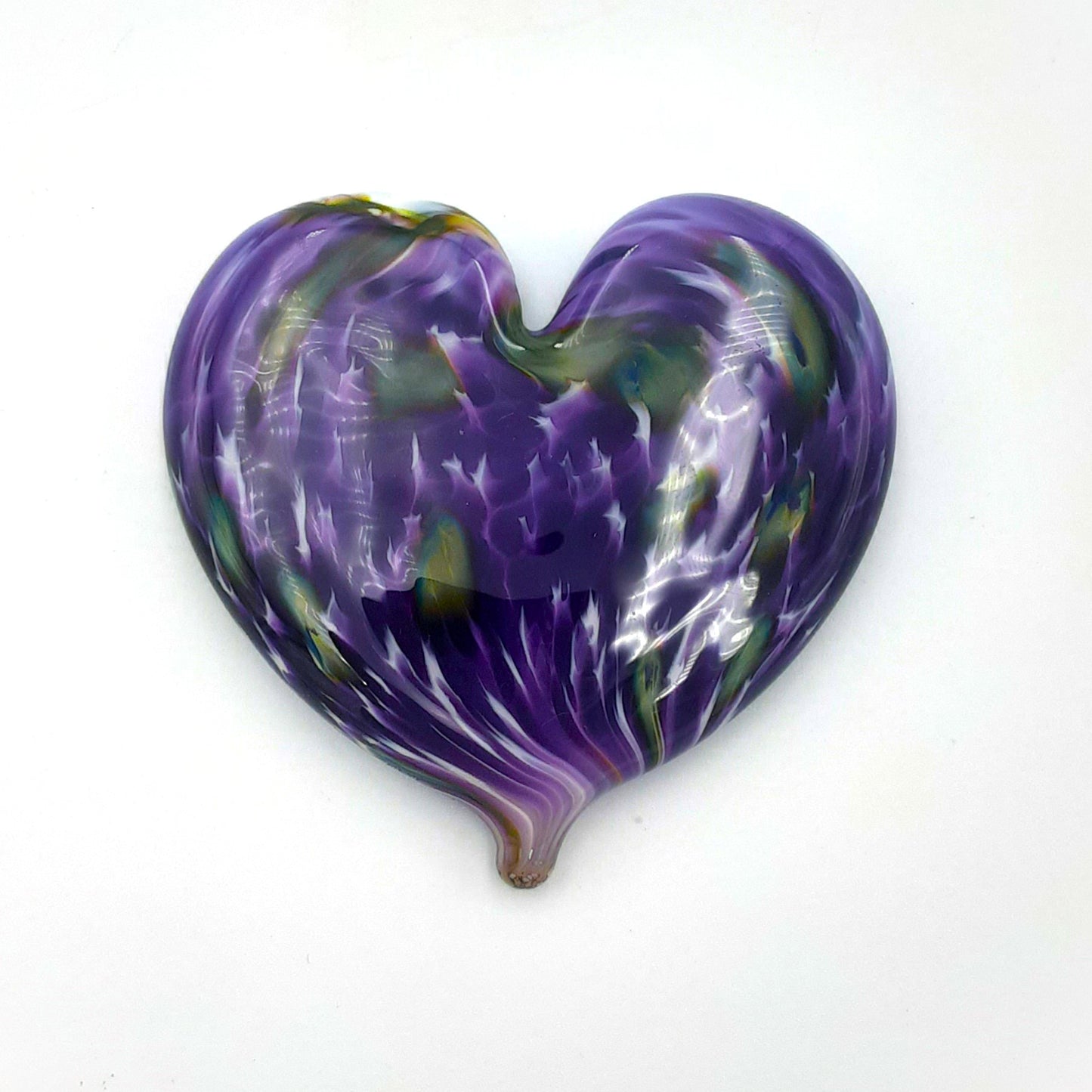 Handblown Glass Heart Shaped Paperweight by Fritz Glass