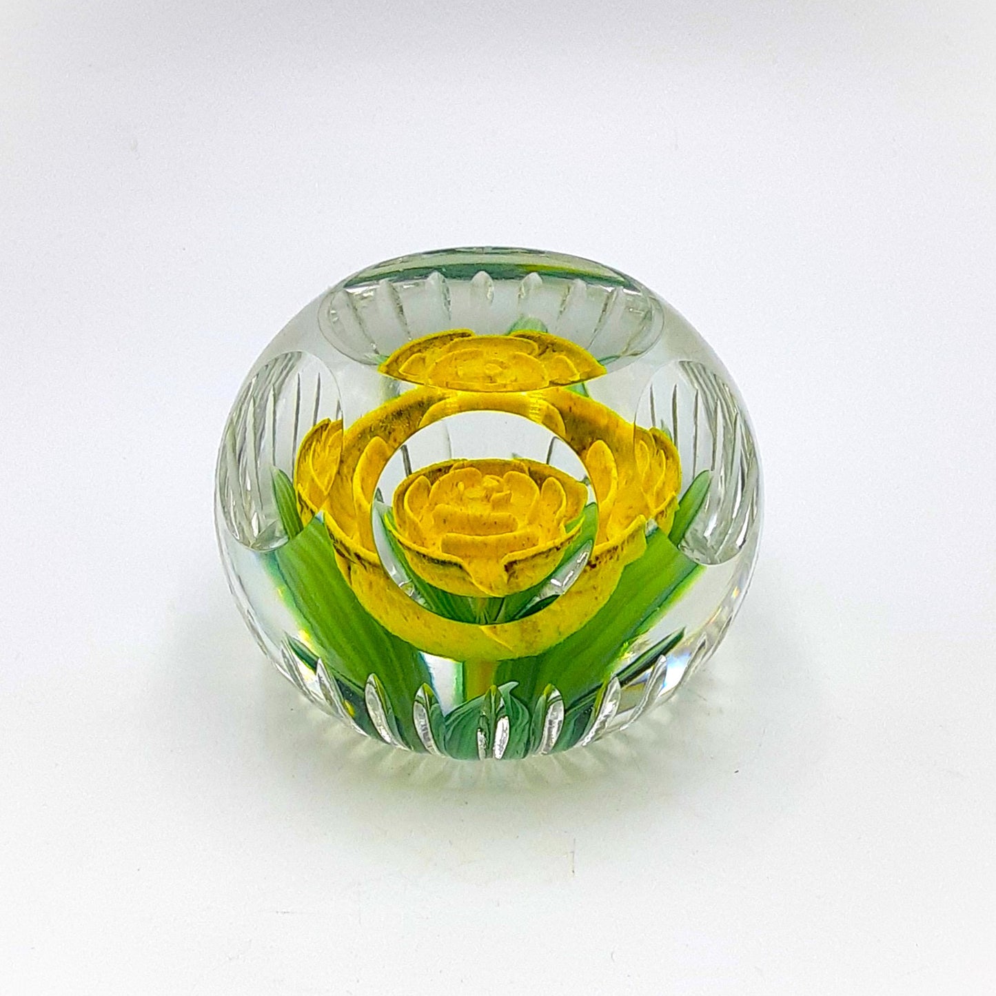 Handcrafted Cut Yellow Rose Paperweight