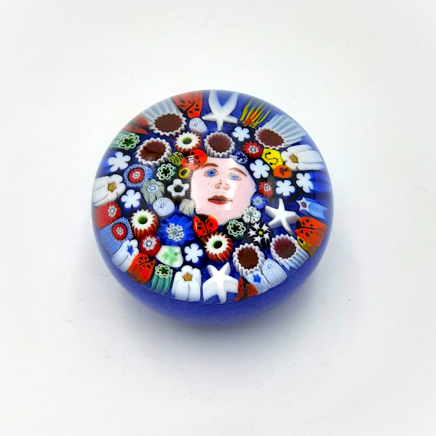 Handcrafted Millefiori Small Face Paperweight