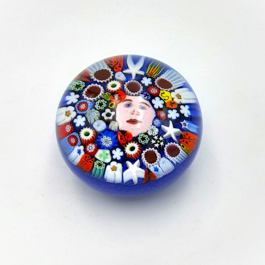 Handcrafted Millefiori Small Face Paperweight