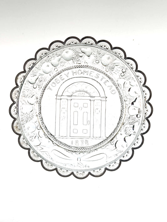 Hand Pressed Glass Cup Plate "Tobey Homestead"